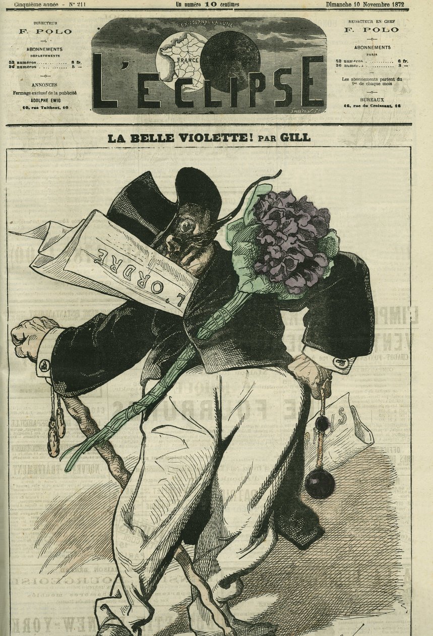 The beautiful violet, an illustration of a Bonapartist supporter, with the newspaper 