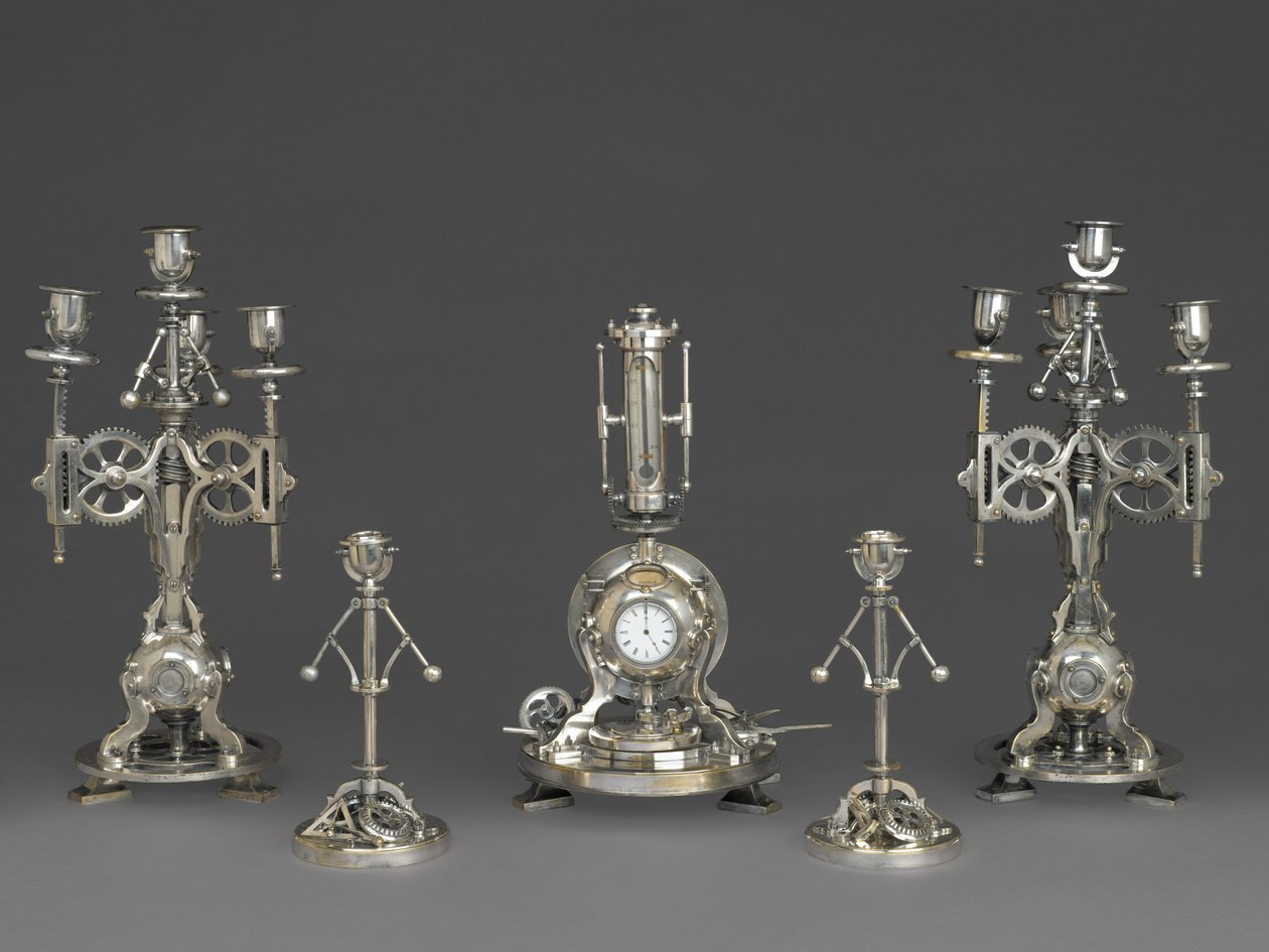Clock, Part of a Five Piece Clock Garniture, c.1880 by Andre Romain Guilmet