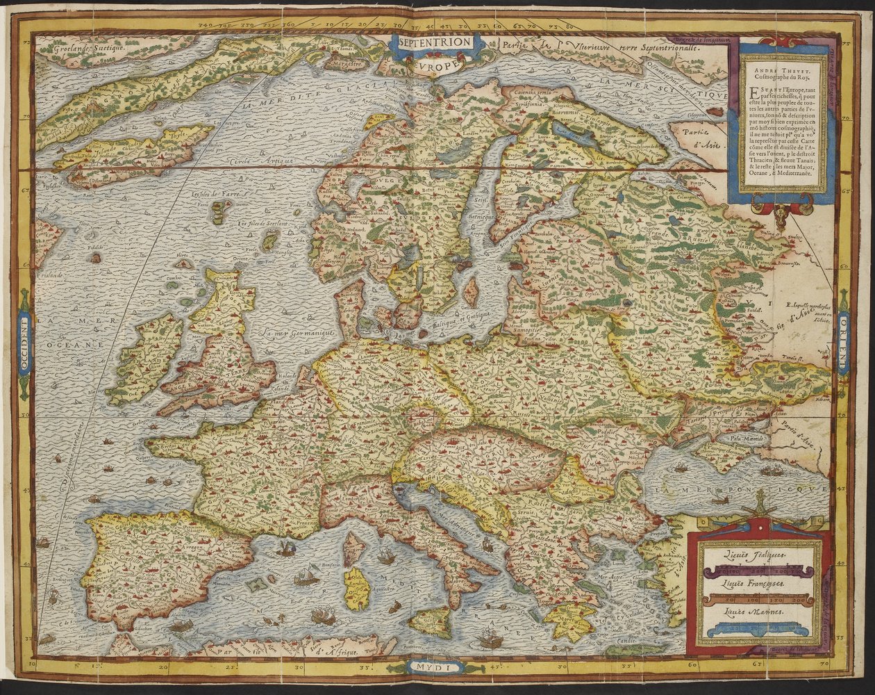 Map of Europe, La Cosmographie Universelle d