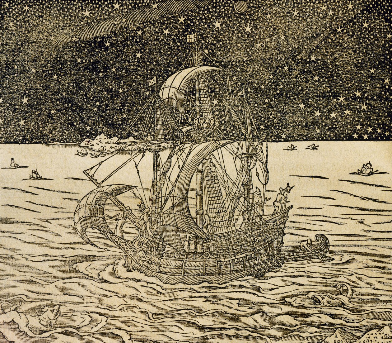 Sailors Following Northern Route, from Universal Cosmology by Andre Thevet
