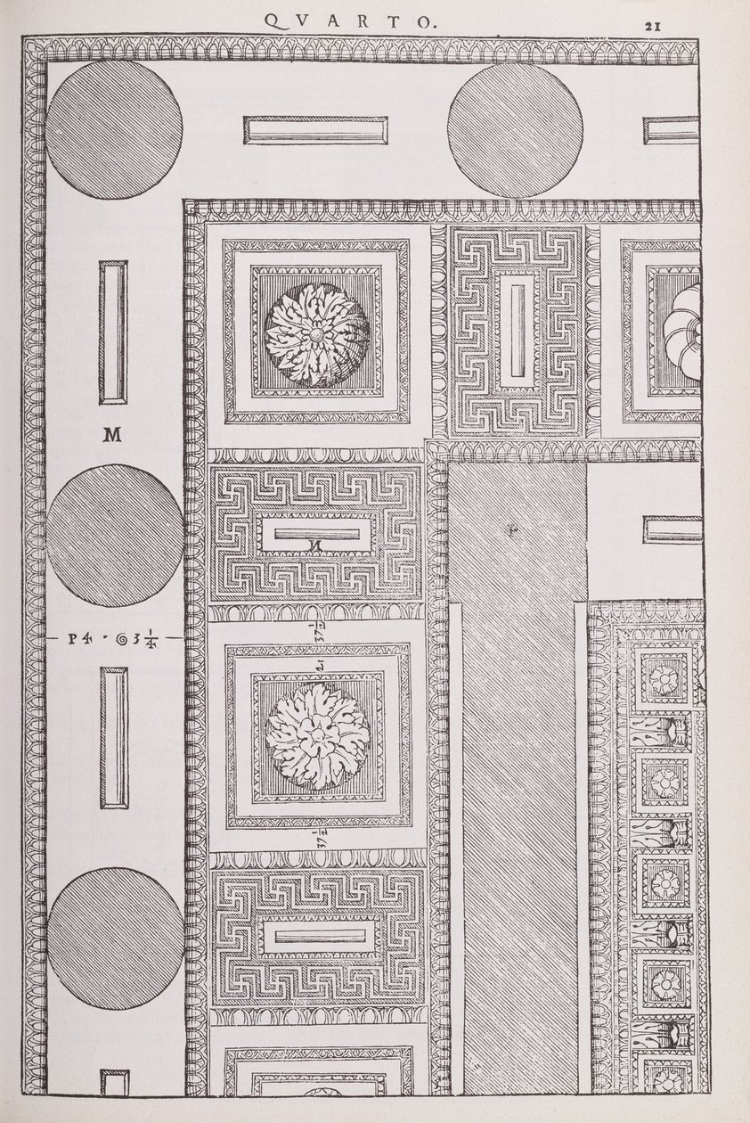 Plan of the ceiling of the Tempio di Marte Vendicatore, illustration from a facsimile copy of 