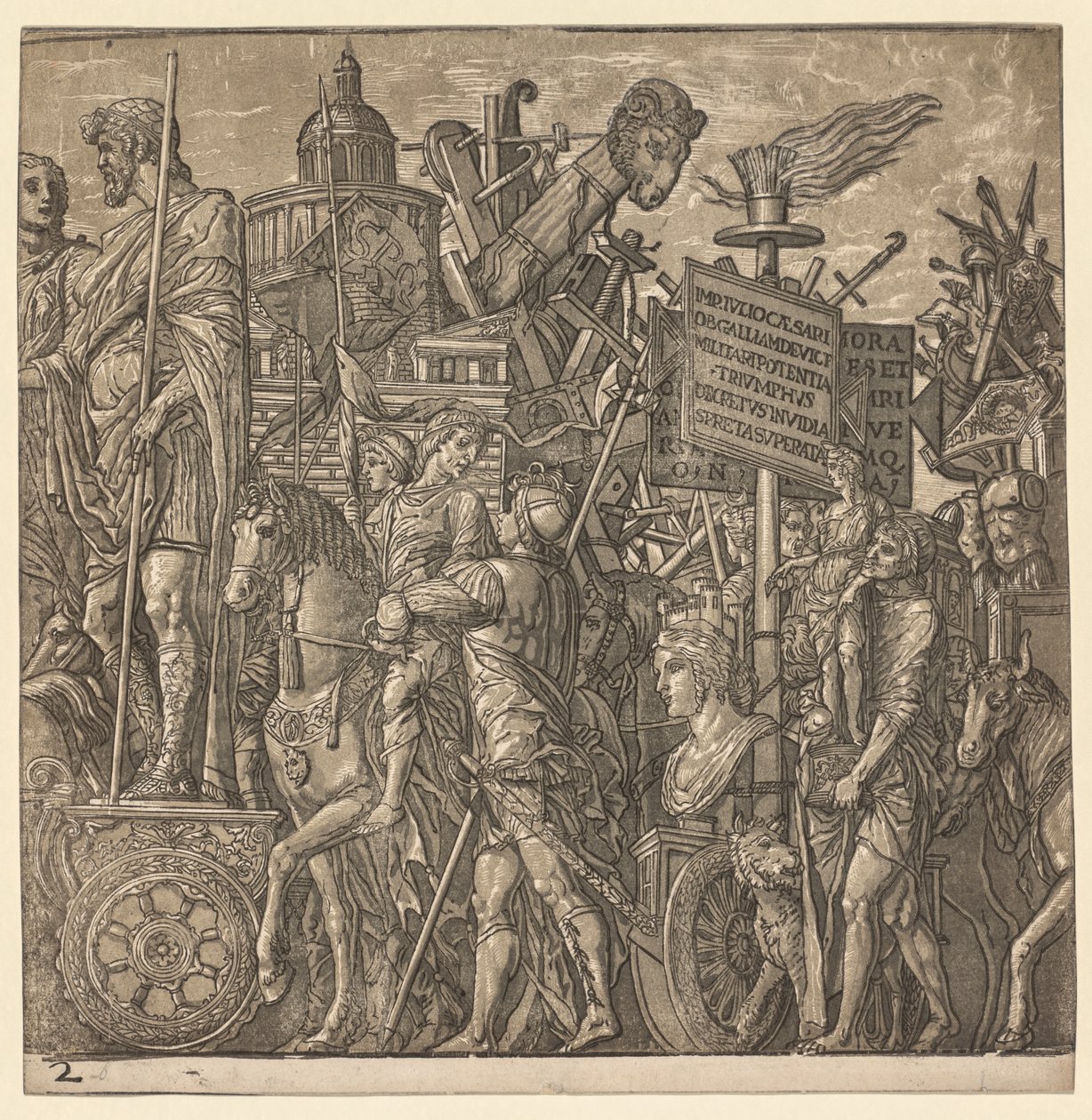 The Triumph of Julius Caesar: Colossal Statues and Siege Equipment by Andrea Andreani