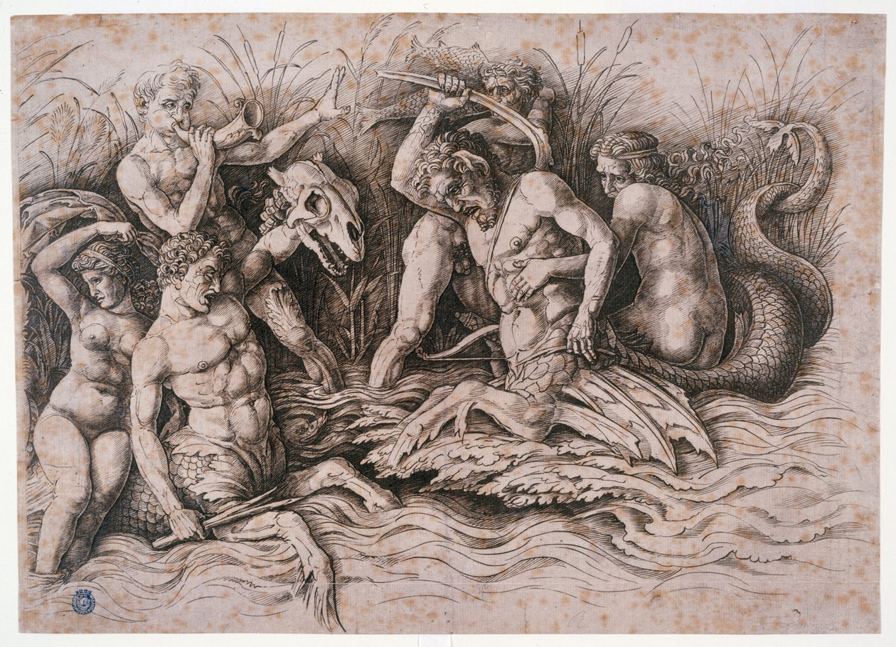 Combat of Two Tritons by Andrea Mantegna