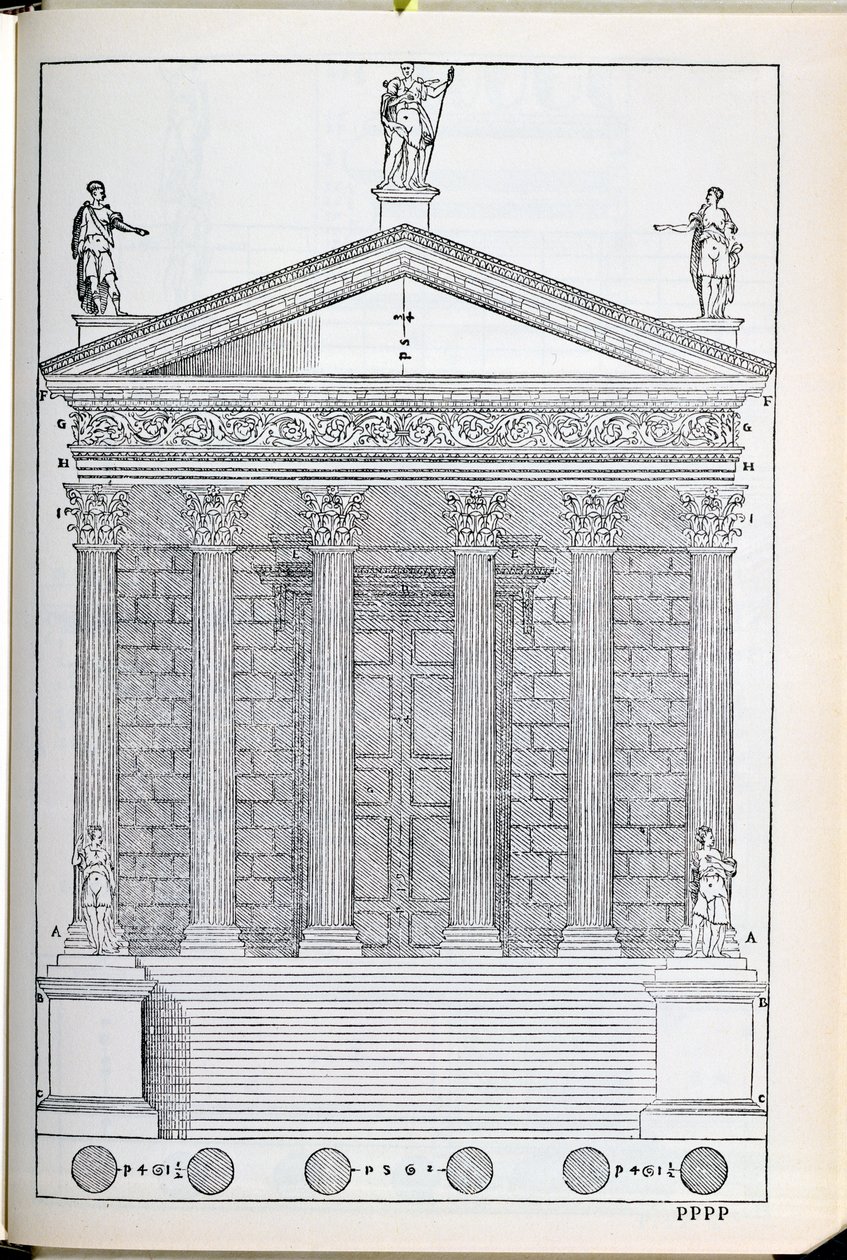 Elevation of the Temple of Nimes, illustration from a facsimile copy of 