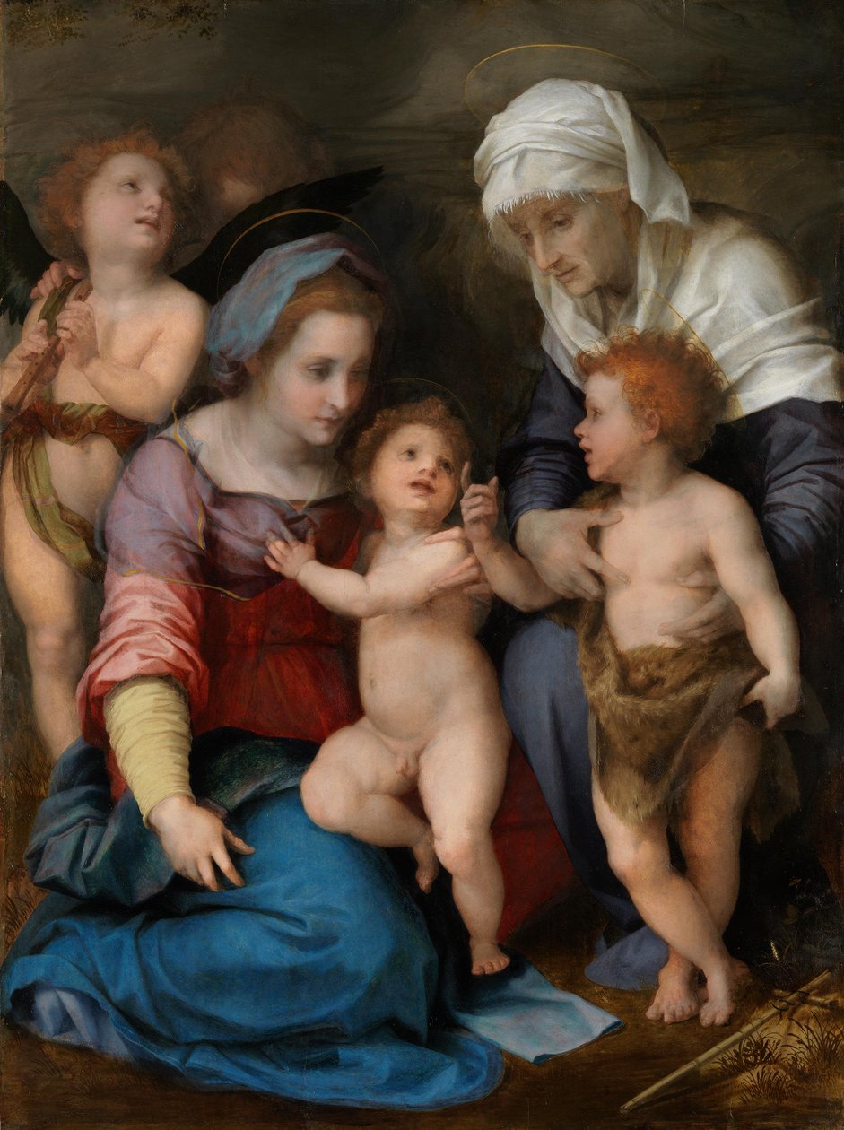 Holy Family (Mary with Child, the Young John, St. Elizabeth and Two Angels) by Andrea del Sarto