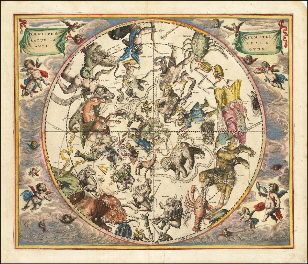 Celestial Map Illustrating the Constellations of the Northern Hemisphere (1660) by Andreas Cellarius