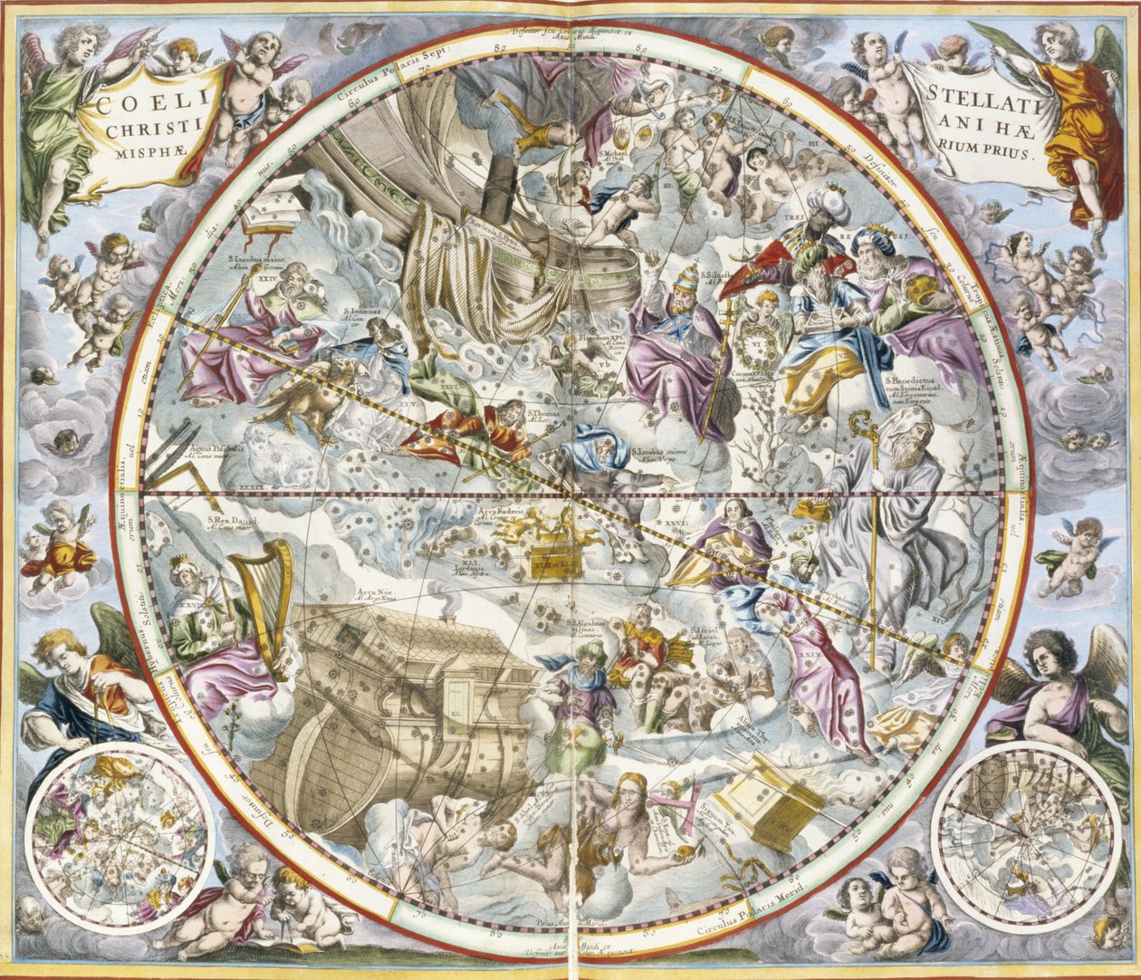 Map of the Christian Constellations as Depicted by Julius Schiller, from The Celestial Atlas by Andreas Cellarius