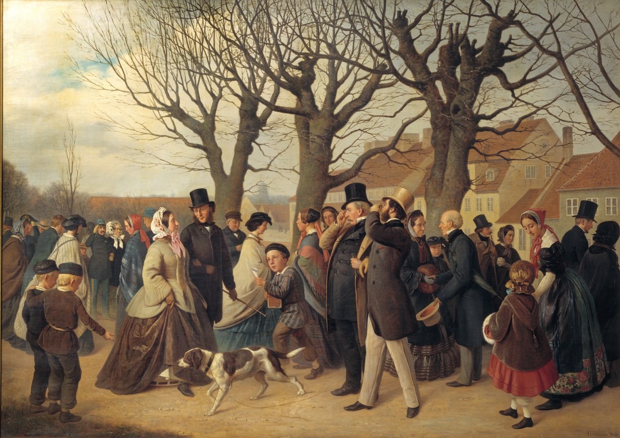 Promenading on the Ramparts of Copenhagen on the Evening of a Public Holiday in Spring by Andreas Herman Hunæus
