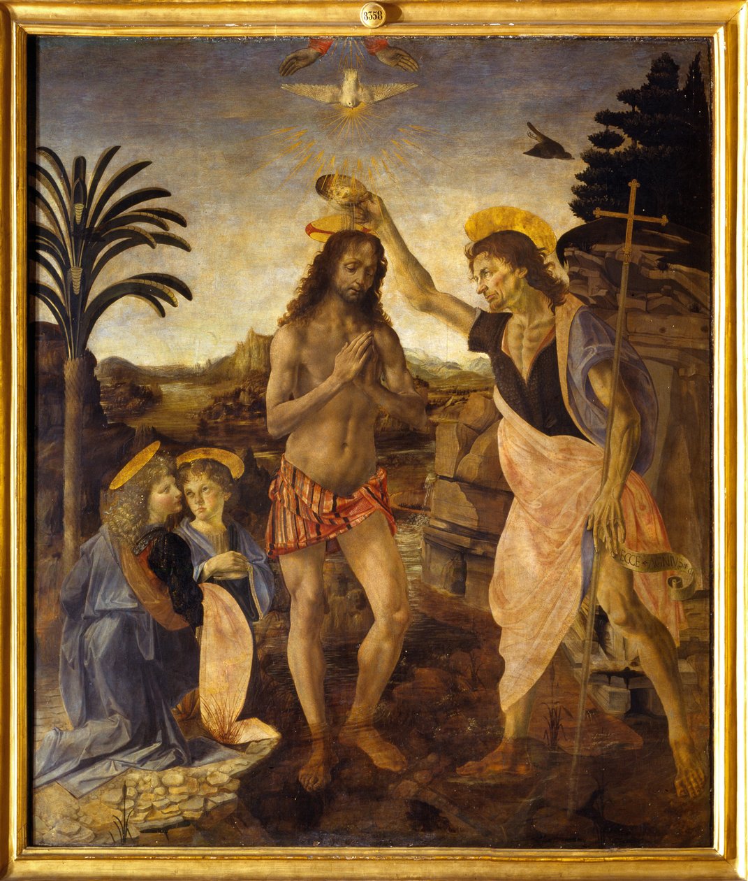 The Baptism of Christ by Andreea & Vinci Leonardo da (1452-1519) Verrocchio