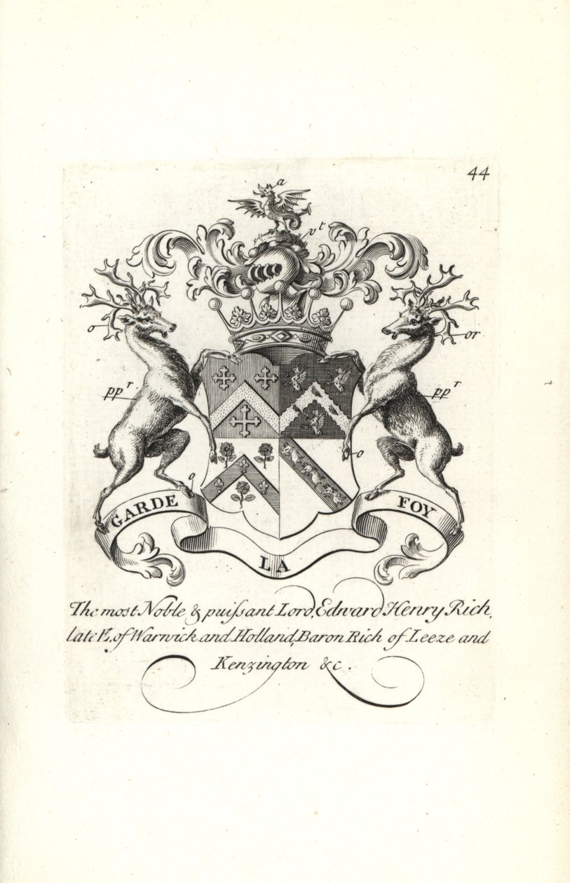 Coat of Arms and Crest of Edward Henry Rich, 7th Earl of Warwick and ...