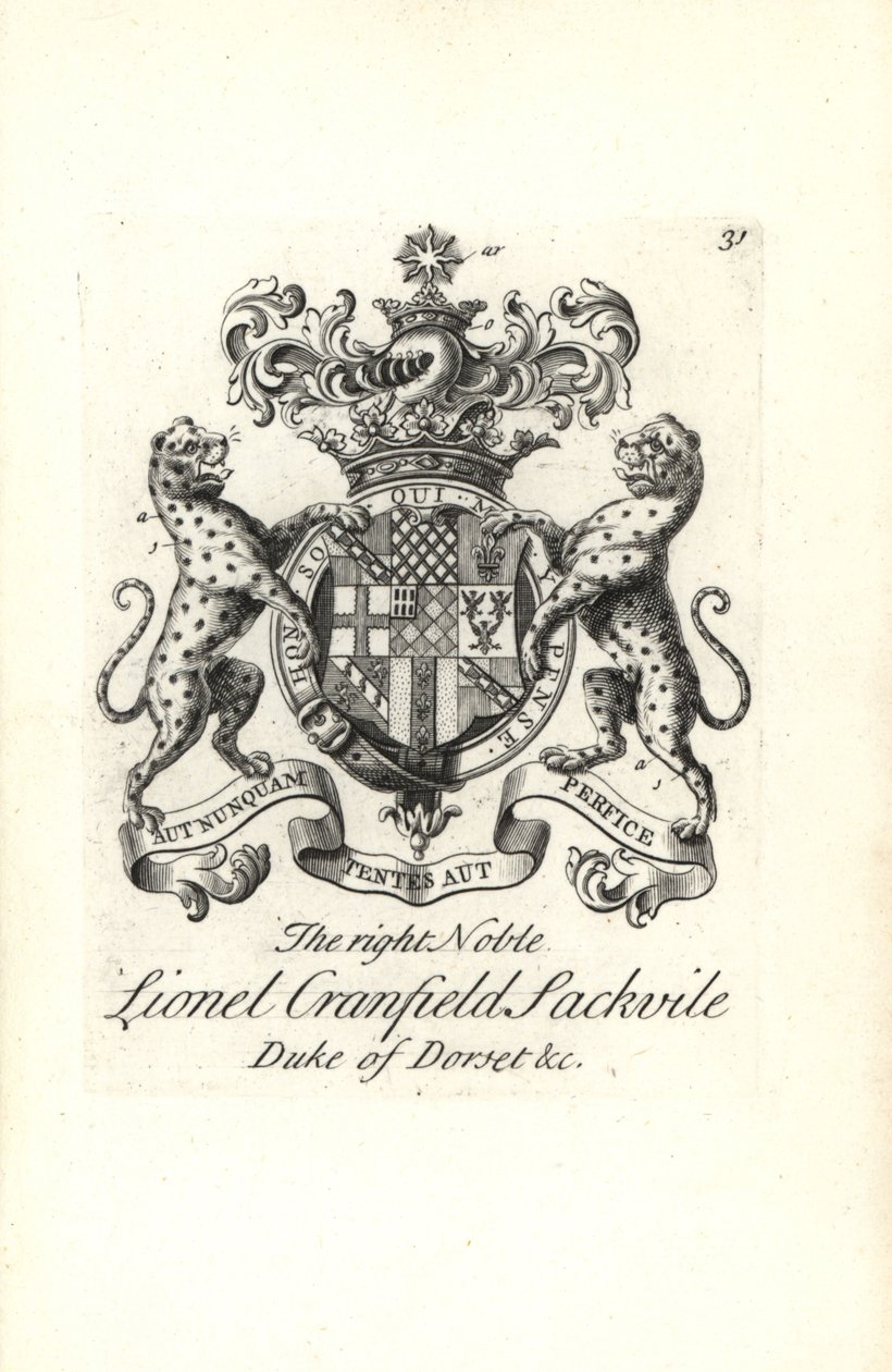 Coat of Arms and Crest of Lionel Cranfield Sackville, Duke of Dorset by Andrew Johnston