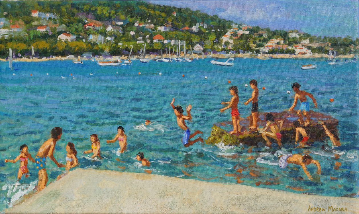 Jumping off the Rocks; Cinque Terre, Positano, Italy by Andrew Macara