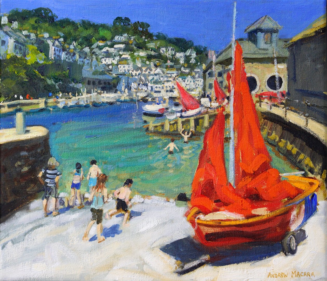 Playing in the harbour, Looe, Cornwall, 2012 by Andrew Macara