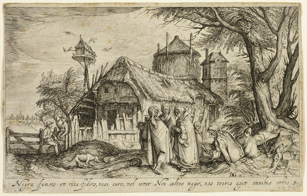 Landscape with Gypsy Women Near a Farm Building by Andries Stock