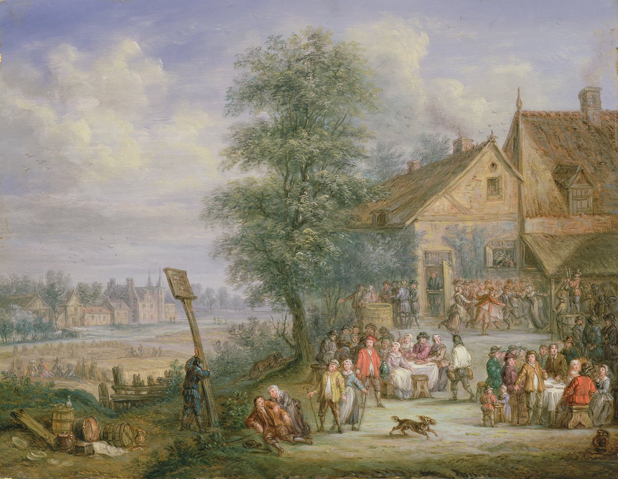 A Feast at Harvest-Time with the House of Drij Toren in the Background by Angel-Alexio Michaut