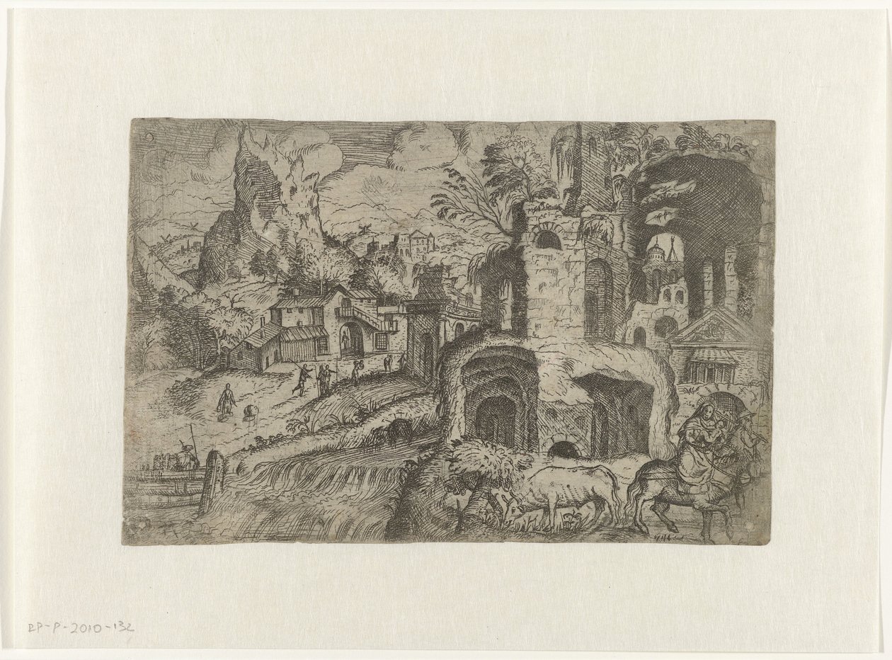 Landscape with the Flight into Egypt by Angelo Falconetto (attributed to)