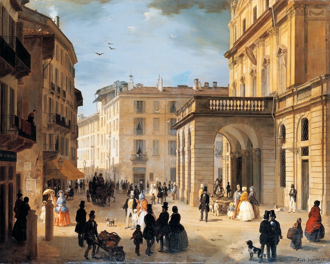 Piazza della Scala in Milan by Angelo Inganni