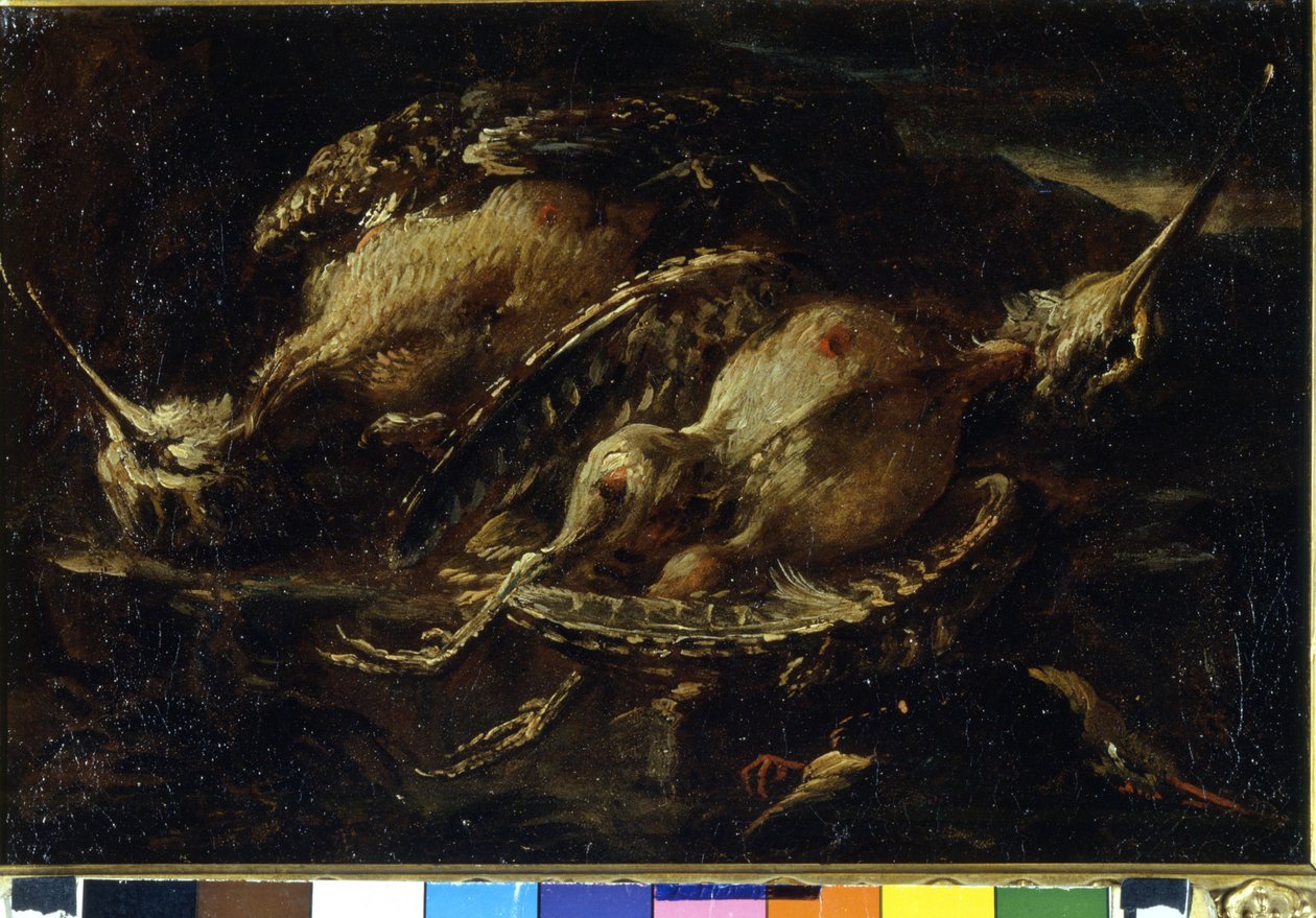 Still life of birds by Angelo Maria Crivelli