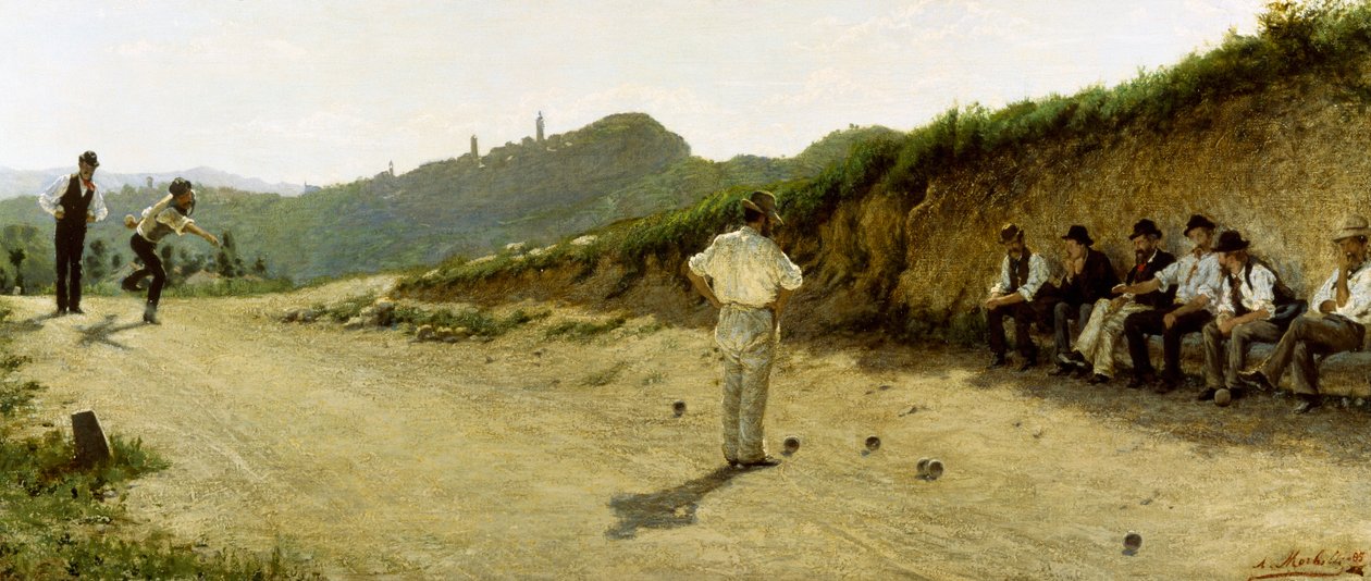 Game of bowls by Angelo Morbelli
