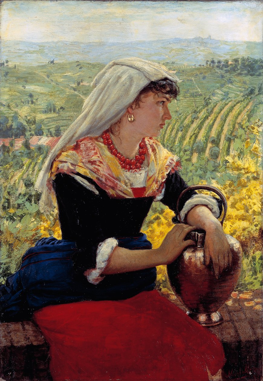 Portrait of his wife in Monferrato clothing by Angelo Morbelli