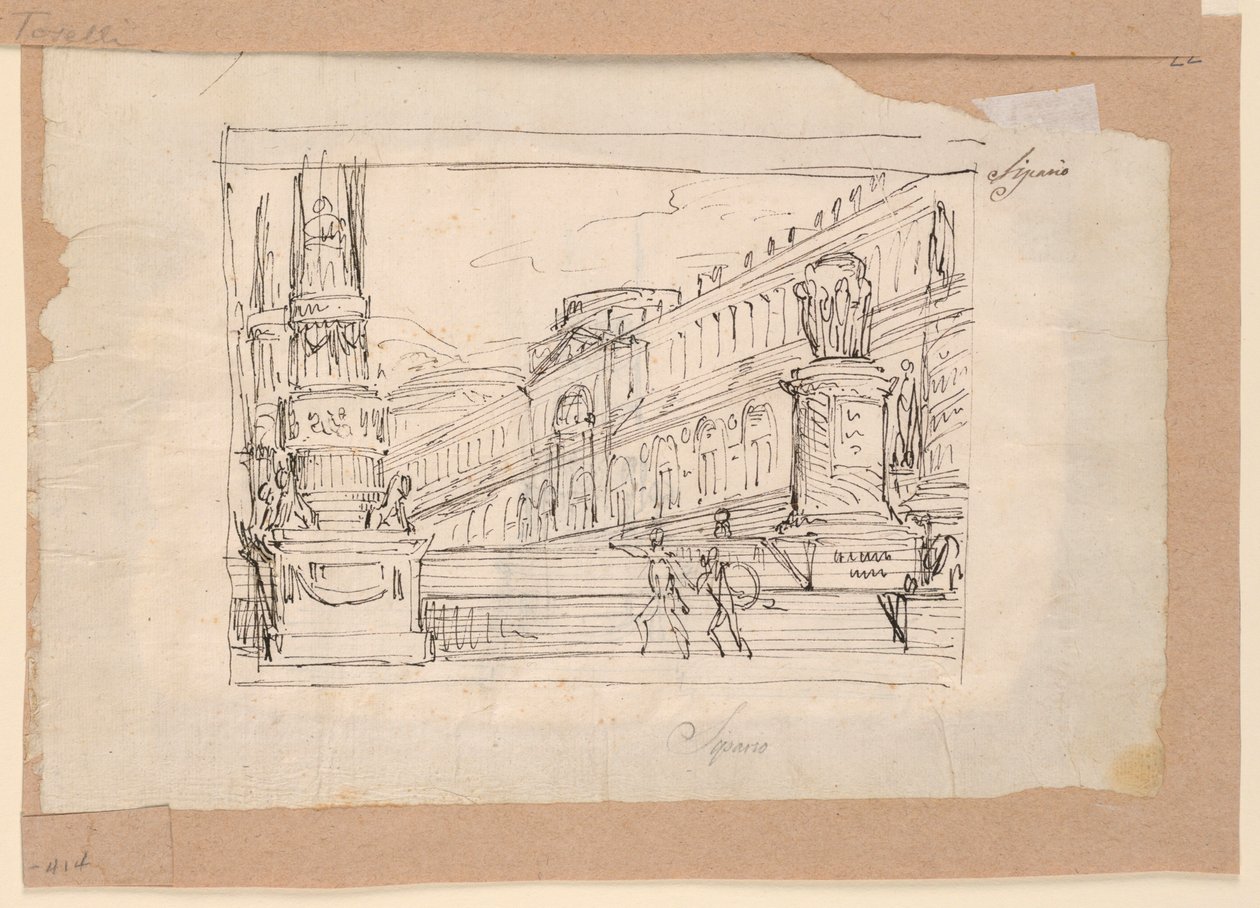 Curtain Design, Soldiers at a Flight of Steps by Angelo Toselli