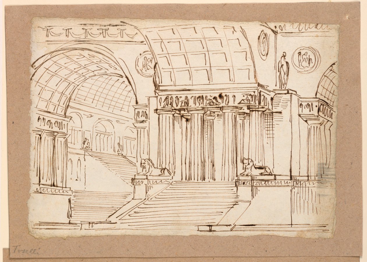 Stage Design, Antique Building with Vaults by Angelo Toselli