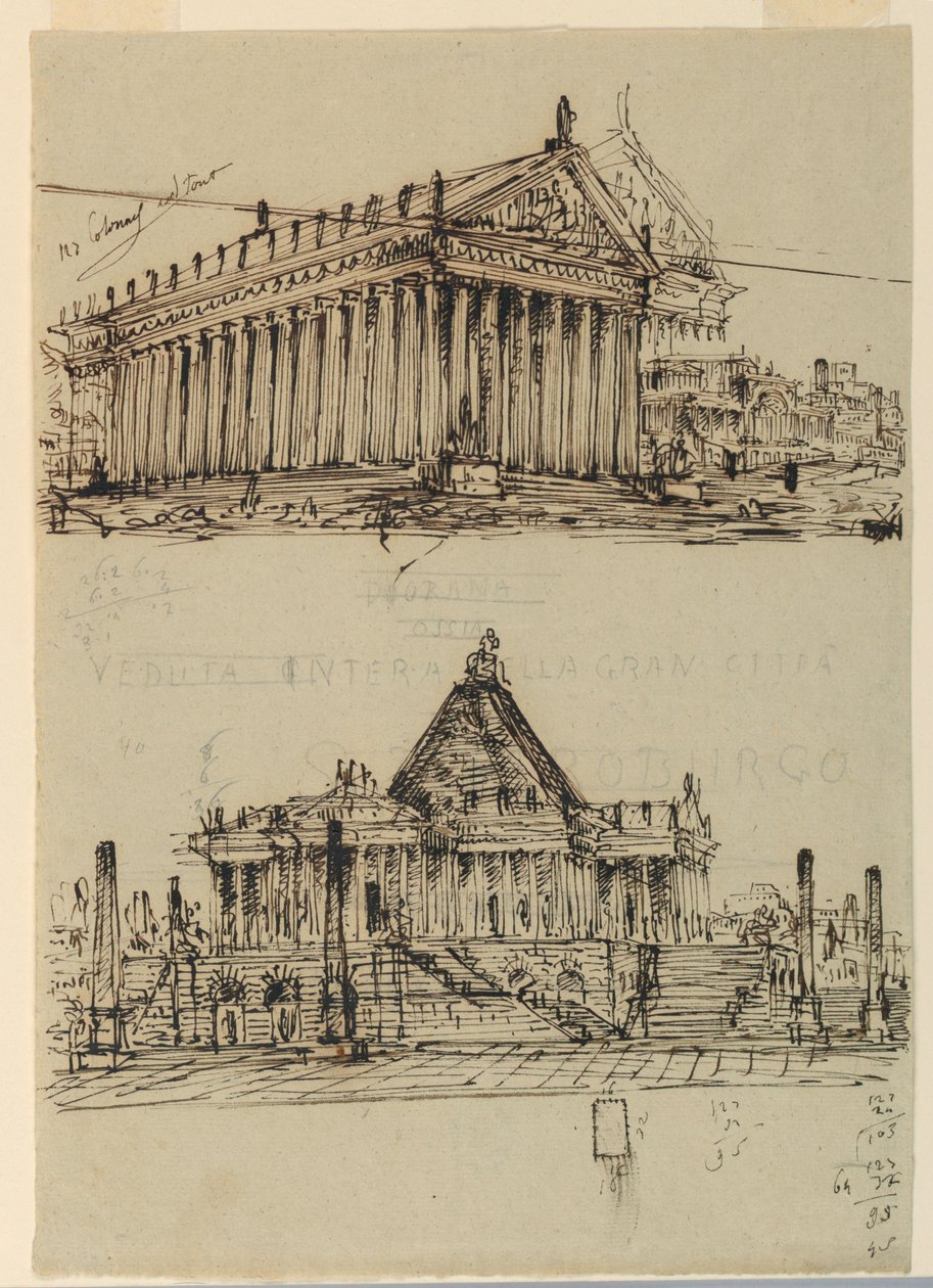 Stage Design, Exterior of Temples by Angelo Toselli