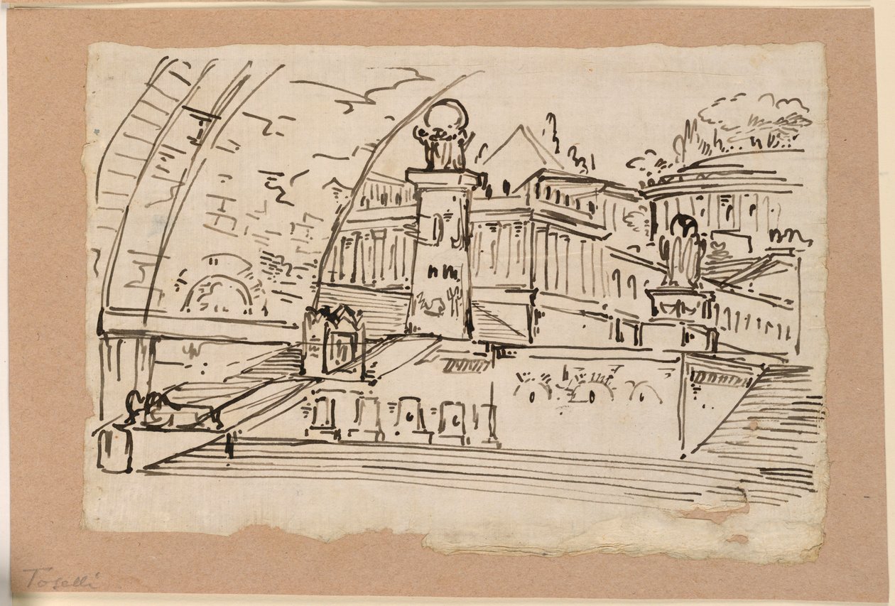 Stage Design, Group of Antique Buildings by Angelo Toselli