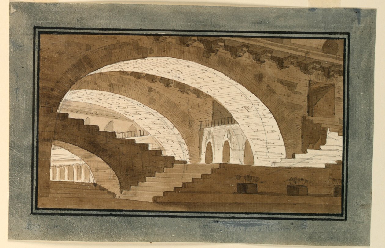 Stage Design, Interior of Basement of Palace by Angelo Toselli
