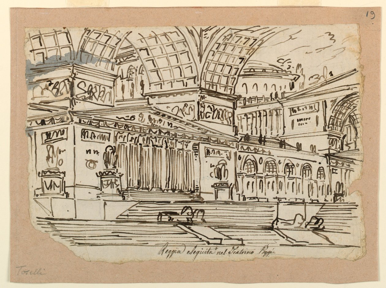 Stage Design, Royal Palace in Classical Style by Angelo Toselli
