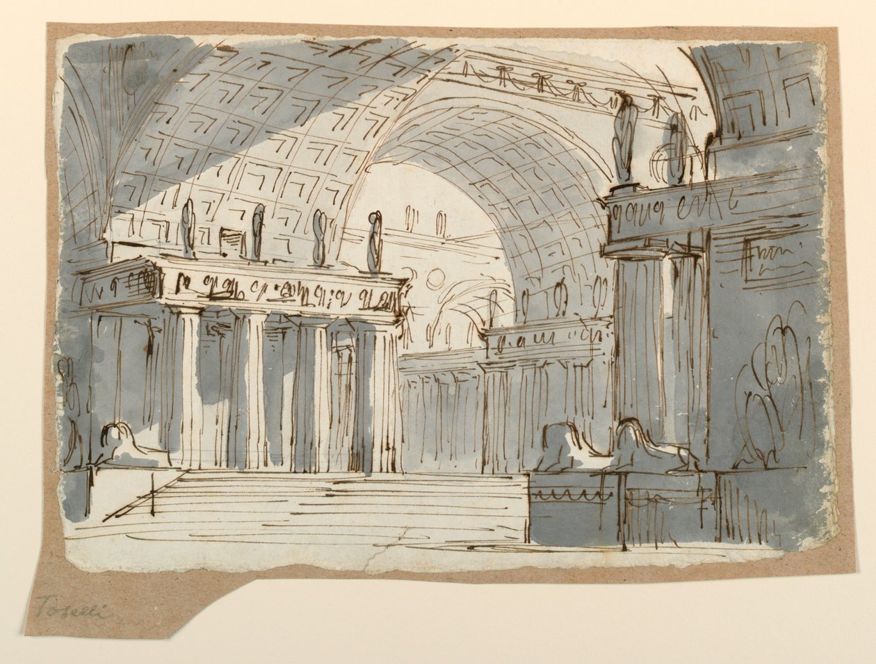 Stage Design, Vaulted Classical Building by Angelo Toselli