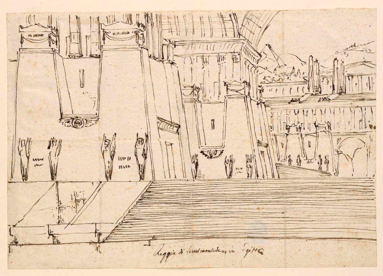 Stage Design for Semiramide by Gioachino Rossini by Angelo Toselli