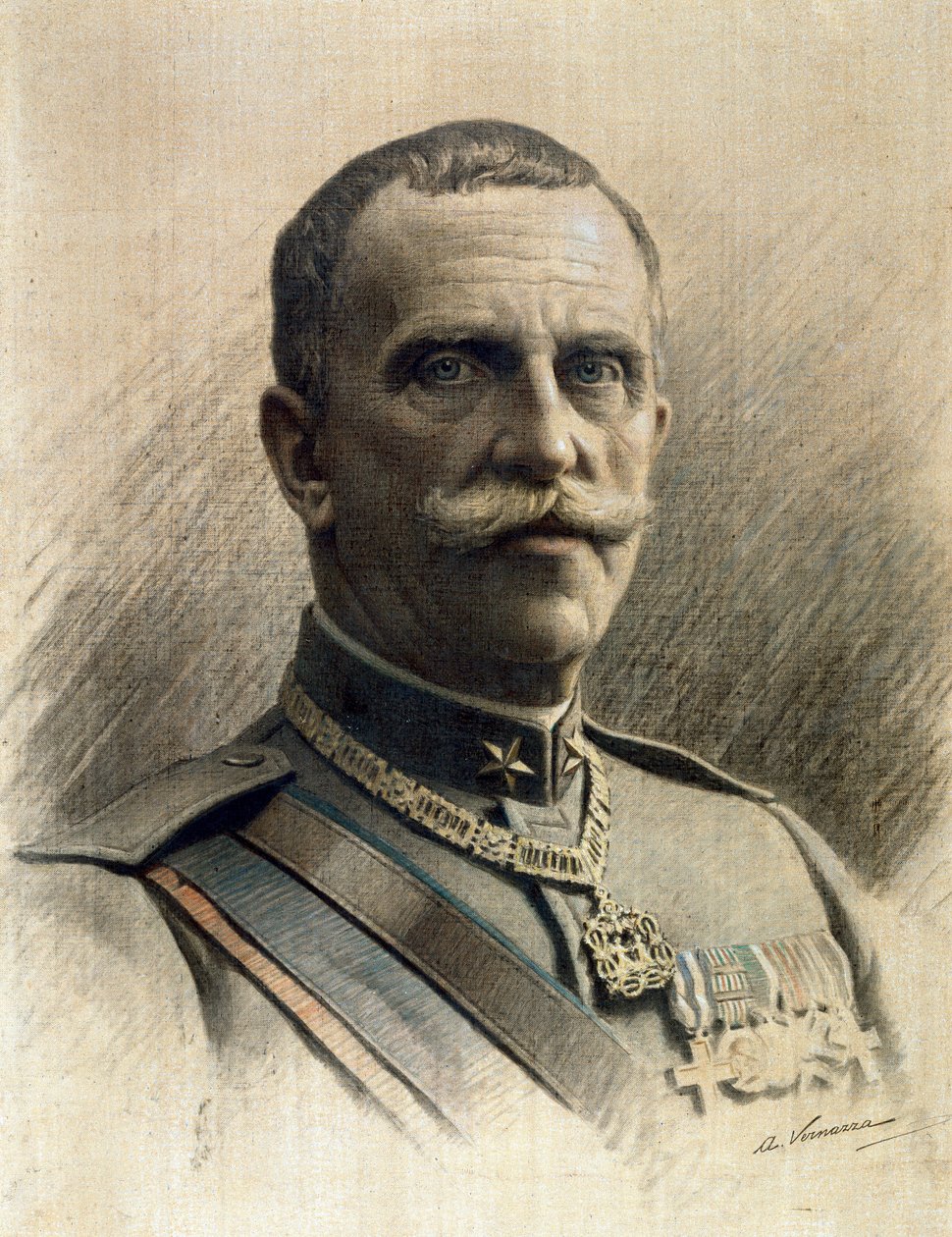 Portrait of the King of Italy Vittorio Emanuele III by Angelo Vernazza