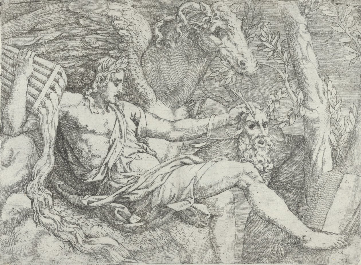Apollo Holding Pipes in His Right Hand Accompanied by Pegasus, 1556-60 by Angiolo Falconetto