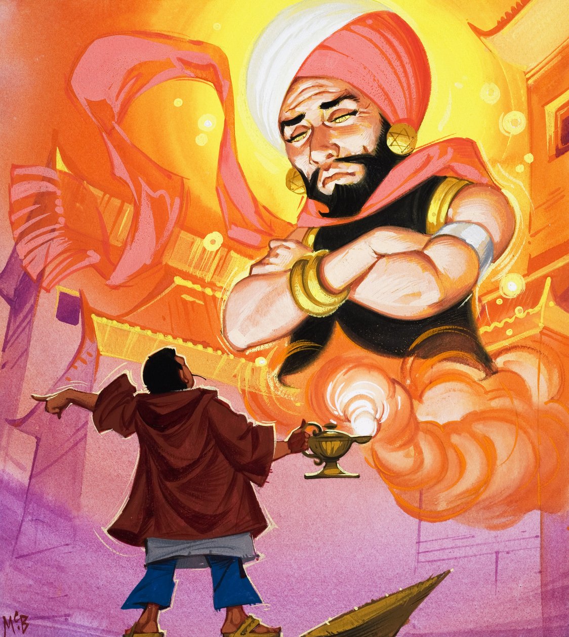 Aladdin Commanding the Genie, Illustration from 