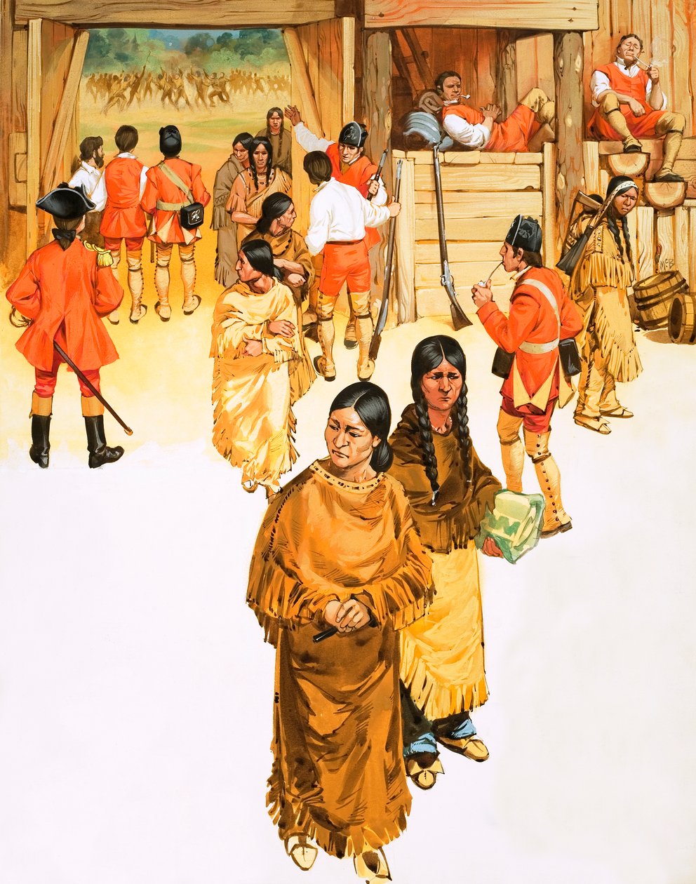 Indian Squaws Concealing Weapons Walk into Fort Micilmackinac by Angus McBride