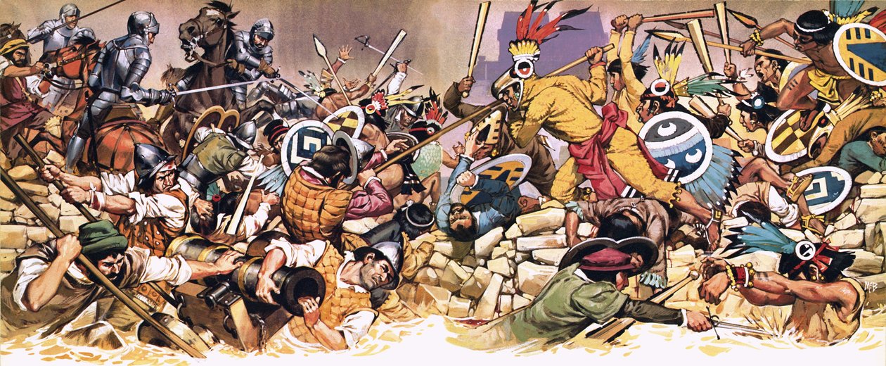 Spaniards Under Attack from Aztecs by Angus McBride