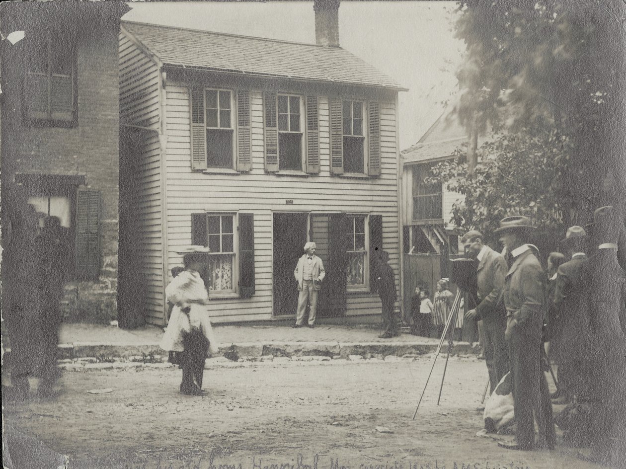 Samuel Clemens (Mark Twain) in Doorway of His Hannibal, Missouri Home by Anna M. Schnitzlein