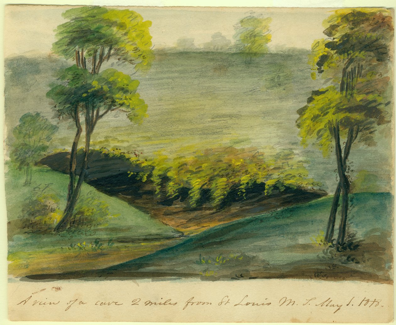 A View of a Cave, 2 Miles from St. Louis, Missouri Territory by Anna Maria von Phul