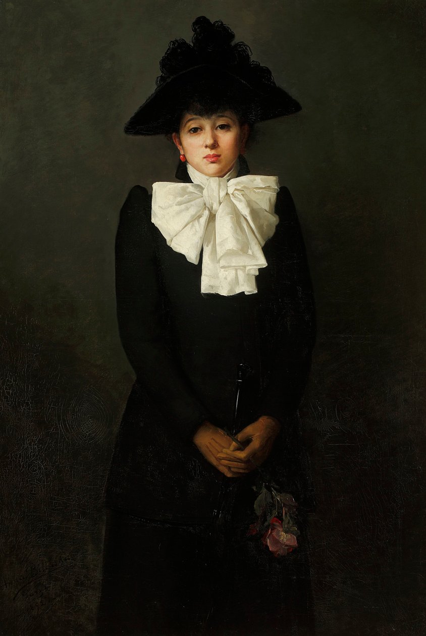 Portrait of a Young Woman with a Rose in Her Hand by Anna Bilińska-Bohdanowicz