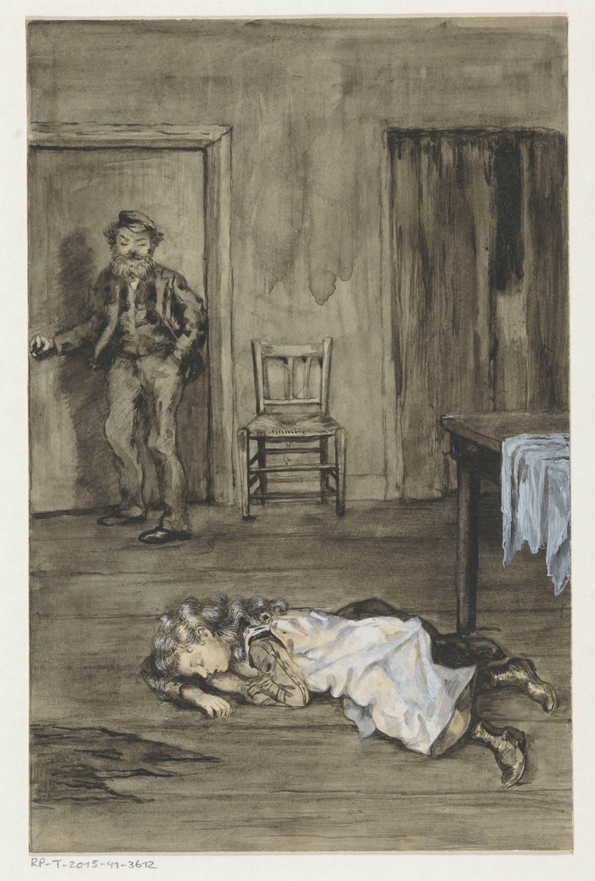 Sleeping Girl on a Floor by Anna Maria Kruijff
