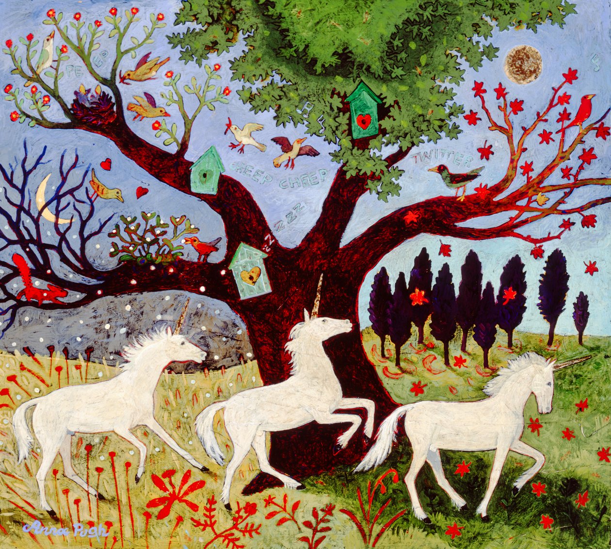 3 Unicorns by Tree by Anna Pugh
