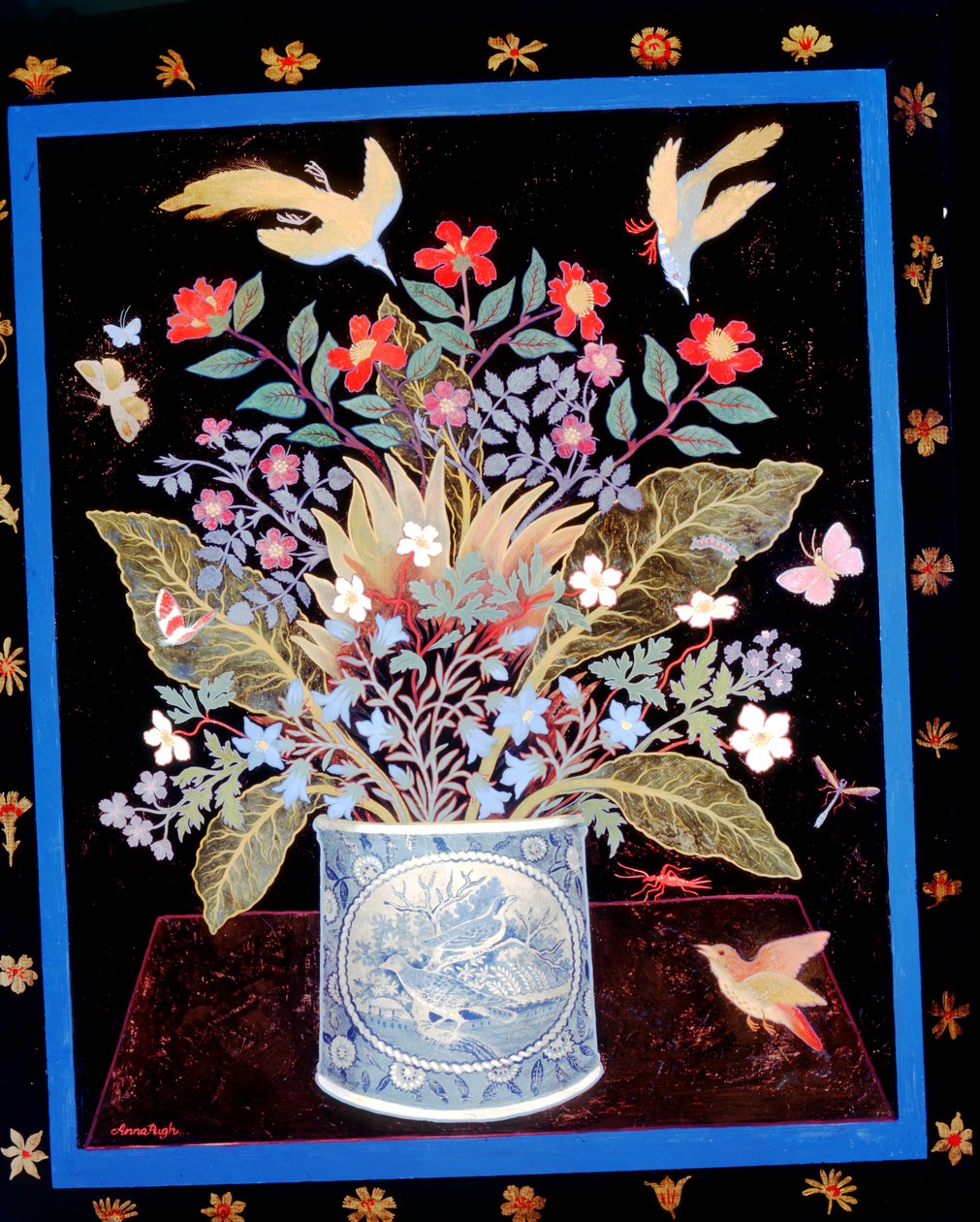 Flowers in a Blue Mug by Anna Pugh