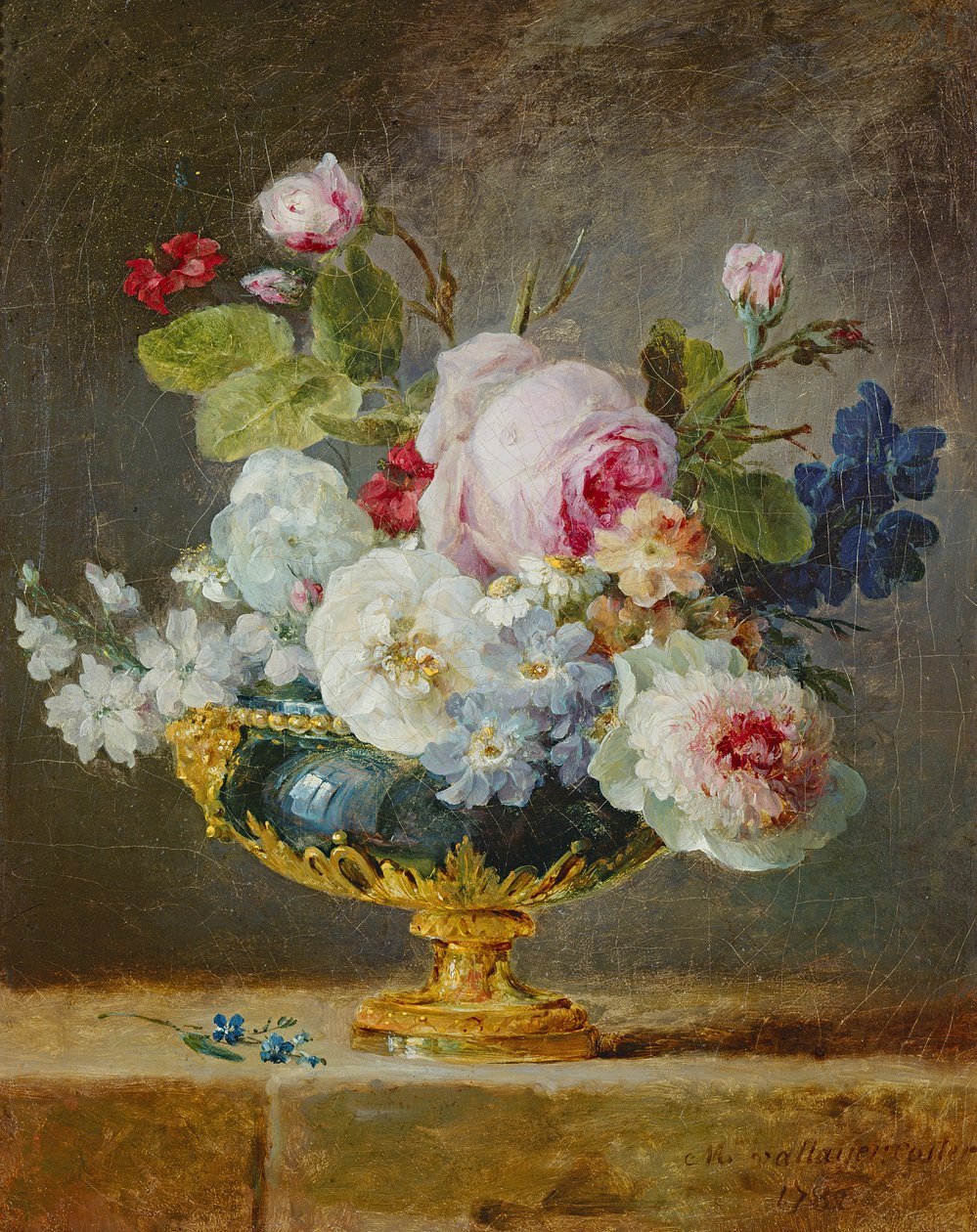 Flowers in a Blue Vase by Anne Vallayer-Coster