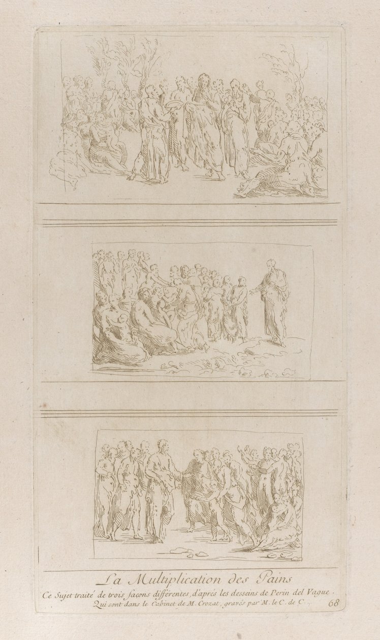 Three Separate Studies for the Miracles of the Loaves, Showing Christ Standing, ca. 1729-40 by Anne Claude Philippe de Caylus