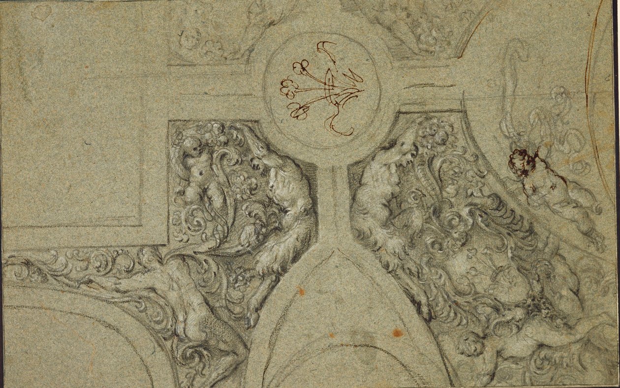 Design for the Decorative Framework of the Ceiling for the Camerino Farnese by Annibale Carracci