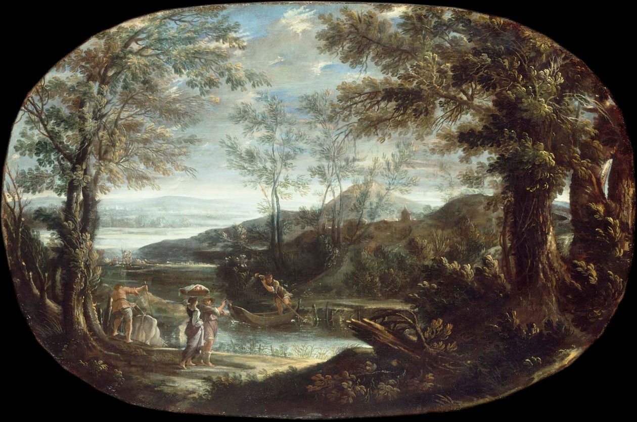 Landscape with River Scene by Annibale Carracci