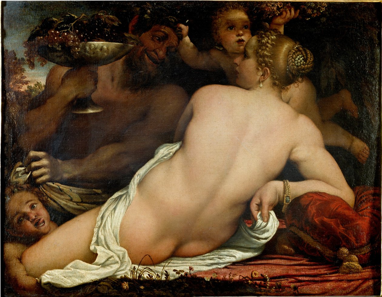 The Bacchante, Venus, Satyr and Two Cupids (detail) by Annibale Carracci
