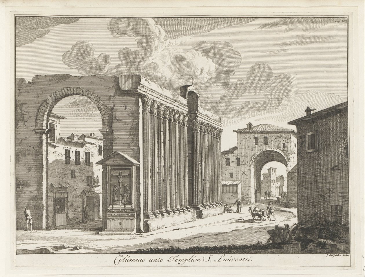Colonnade of San Lorenzo in Rome (series title: Magazine of Italian Buildings) by Anonymous