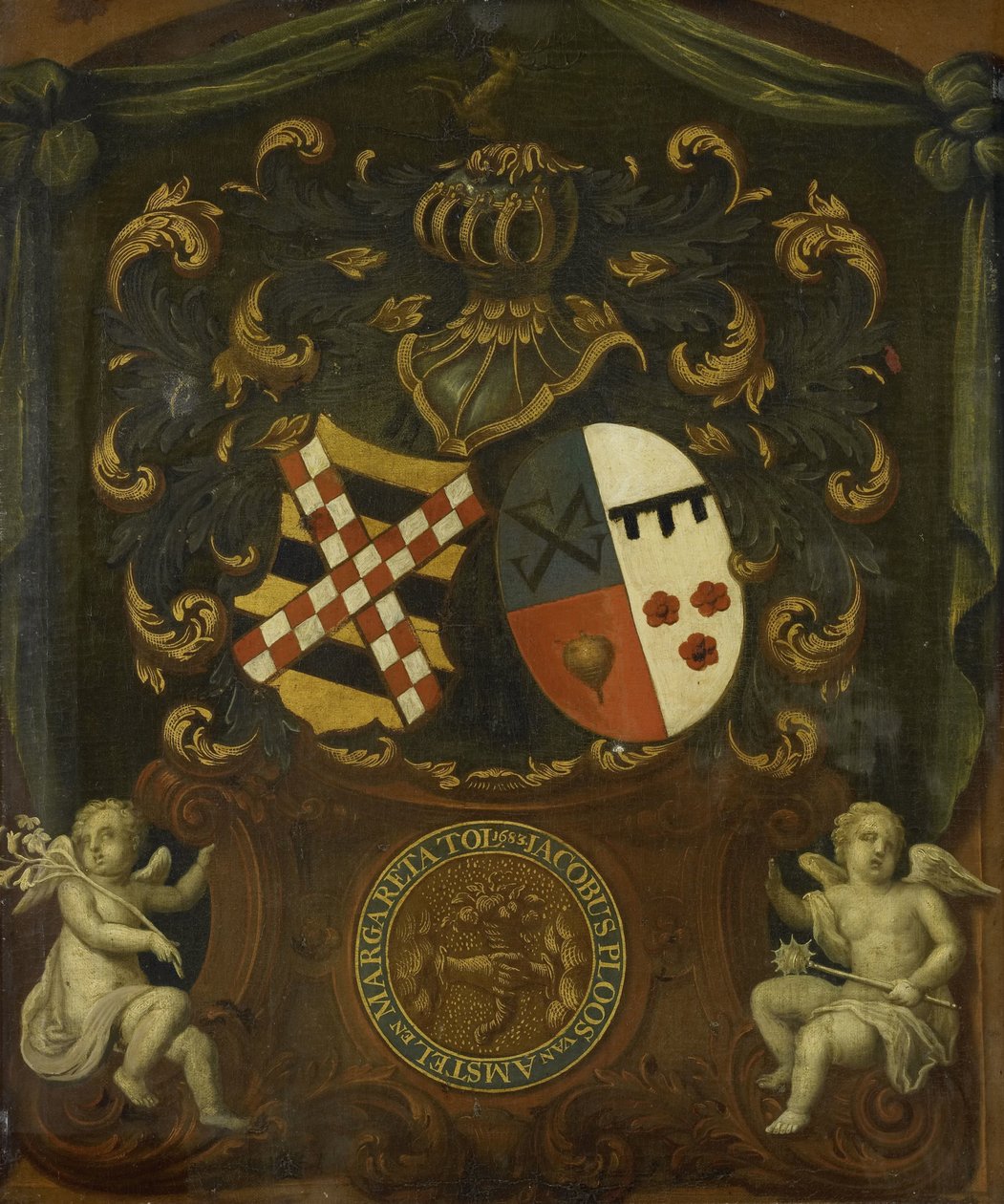 The Alliance Arms of Jacob Ploos van Amstel and Margareta Tol, 1683 by Anonymous